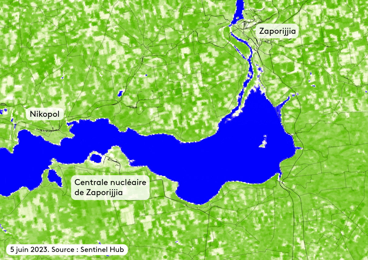 Evolution du niveau d'eau dans le réservoir de Zaporijjia