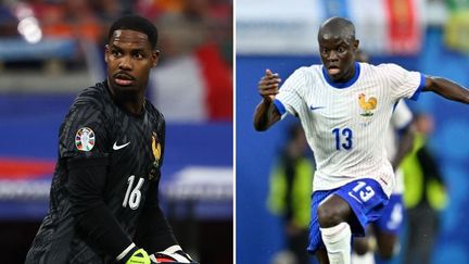 Mike Maignan et N'Golo Kanté lors de leur match contre les Pays-Bas à l'Euro 2024, le 21 juin, à Leipzig. (AFP)